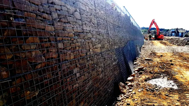 Earth retaining gabions